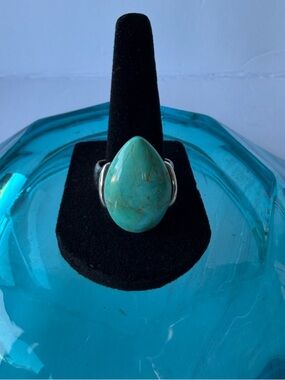 Vtg Barse Large Sterling Silver Turquoise
Gemstone Ring Size 10